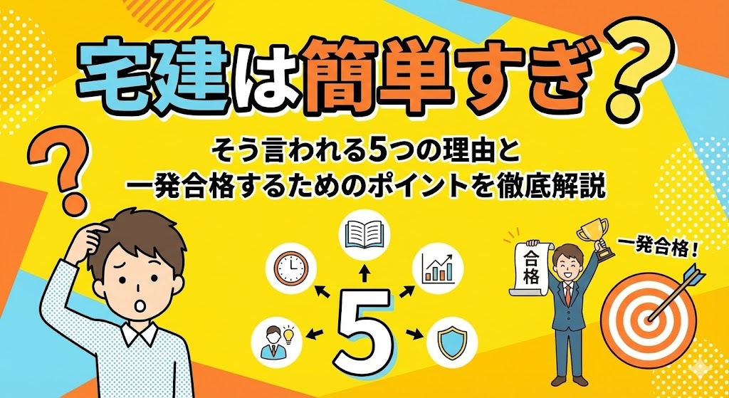 宅建は簡単すぎ？そう言われる5つの理由と一発合格するためのポイントを徹底解説