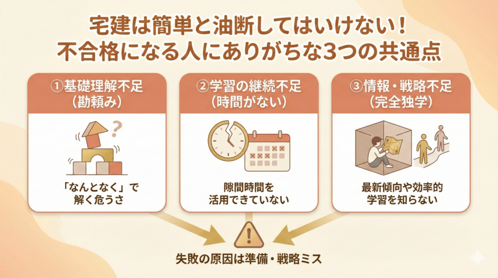 宅建は簡単と油断してはいけない！不合格になる人にありがちな3つの共通点