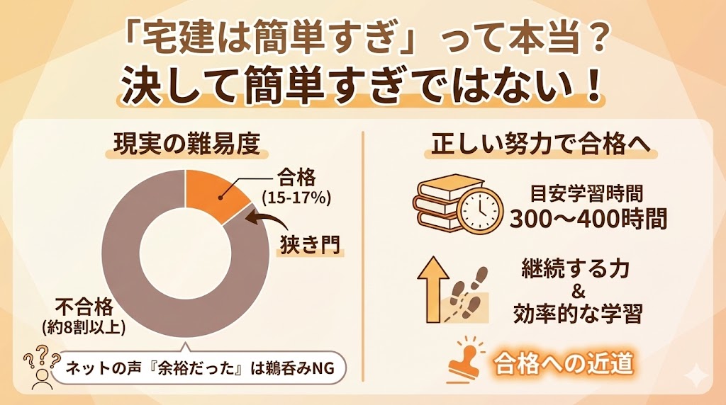 「宅建は簡単すぎ」って本当？決して簡単すぎではない