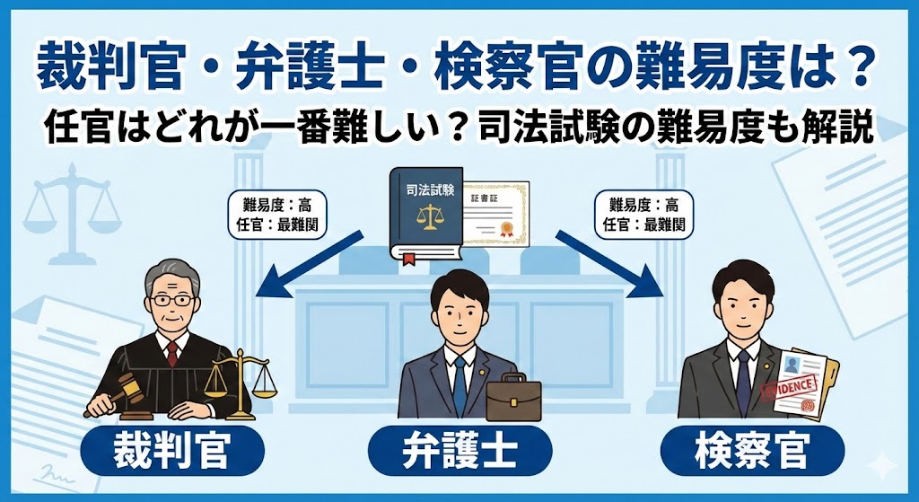 裁判官・弁護士・検察官の難易度は？任官はどれが一番難しい？司法試験の難易度も解説
