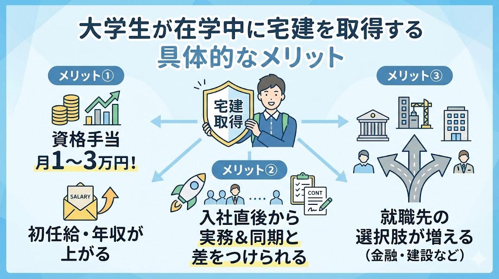 大学生が在学中に宅建を取得する具体的なメリット