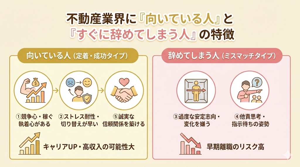 不動産業界に向いている人とすぐに辞めてしまう人の特徴